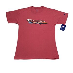 Champion NWT Mens Size M Classic‎ Redwood Red 100% Cotton Graphic Logo T-Shirt